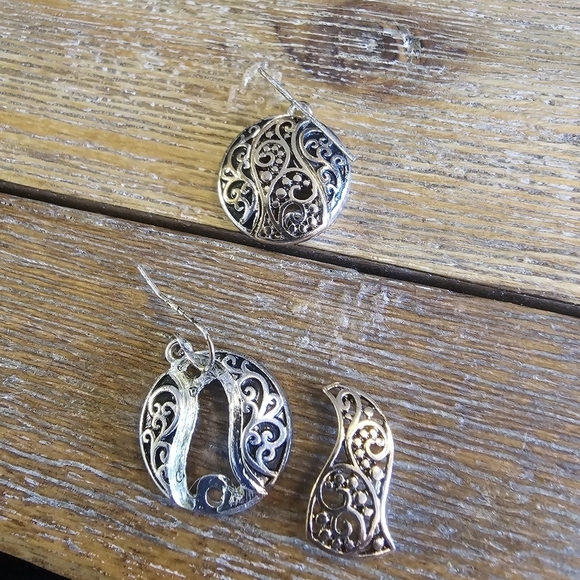 Novica Artisan Crafted Two-Tone Scrollwork Dangle Earrings - Picture 2 of 3